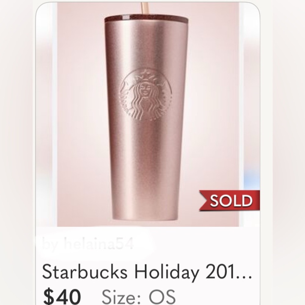 NEW 2018 RARE Starbucks Rose Gold glitter top 24oz Venti stainless Steel tumbler - Picture 16 of 17
